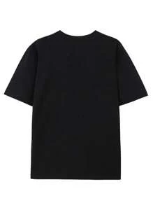 Camiseta Masculina ROSA Love Yourself Estampa em Lançamento 2025 Moda Casual Camisa Manga Curta 100% Algodão em Malha Premium Lançamento - Preto - View 2