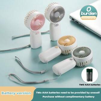 1pc Back To School Mini Handheld Fan With AAA Battery (Battery Not Included), Comes With Hanging Strap