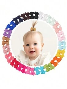 40PCS 1.4" Cute Mini Fashion Bow Snap Clip, Grosgrain Ribbon Bow Small Hair Clip For Baby Girls