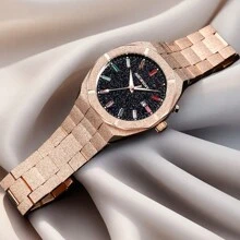 1pc Luxury Men's Quartz Wrist Watch With Unique Starry Design, Multifunction, Luminous Date Display - Multicolor - View 9