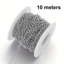 1/3/5/10/100m Silver Stainless Steel Polished Necklace Chain, DIY Jewelry Making Materials - Silver - View 15