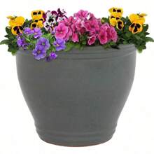15-Inch Outdoor Ceramic Planter - Plant Pot With Gray Glazed Finish - 灰色的 - 查看 1