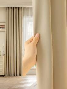 1 件纯色现代粘胶遮光窗帘，杆袋设计，适用于客厅和卧室 - 透明滤光窗帘，客厅窗帘，卧室窗帘 - 米色 - 查看 1