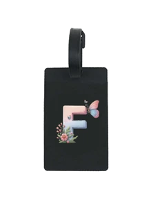 1pc Colorful Butterfly Flower A-Z Letter Pattern Black Luggage Tag, Pvc Luggage Tag, Carnival Cruise Luggage Tag, Personalized Luggage Tag, Cute Luggage Tag, Luggage Id Tag, Address Card Boarding Pass, Portable Tag, Luggage Tag, Essential For Travel And Outings Card Holder Suitcase Tag Flying College For Luggage For School Bag Anti-Lost Waterproof Double-Sided Privacy Protection Bag For School School Accessories School Stuff - Black - View 22