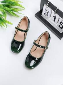 Plain Color Minimalist Casual Children Fashion Shiny High Heel Shoes