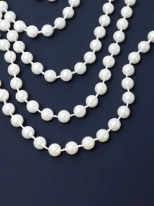 Elegante collar/cadena para los hombros hecho a mano multicapa de perlas (simuladas), versátil para fiestas, Top de bikini, ropa de playa y uso en todas las estaciones, longitud ajustable