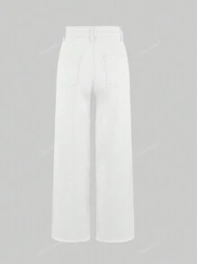 Y2K Music Festival Dames Knoop Taille Riemlus Rechte Pijp Casual Mode Streetwear Sportieve Broek