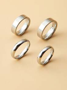4pcs Stainless Steel Couple Rings, 4mm/6mm/8mm Diameter 1.8cm, Suitable For Valentine's Day Gifts,Mom,Mother,Mother's Day,Gift