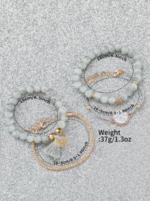 5 pièces/Set Montre-bracelet à quartz avec cadran romain minimaliste décontracté pour femmes et set de bracelet à perles, mode, sans boîte de montre