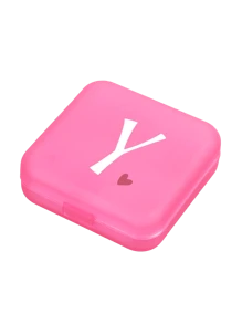 1pc Pink Love White Letter A-Z Pattern Cute And Portable Pill Box, Travel Pill Box, Large Pill Storage Device 4 Times A Day, Large Vitamin Daily Medication Storage Device, Large Pill Container, Medication Dispenser (Pink) - Perfect For Organizing Medication Anytime, Anywhere