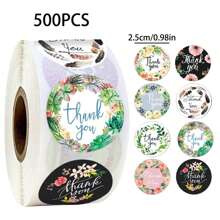 500 sztuk kolorowych naklejek foliowych z motywem kwiatowym, etykiety samoprzylepne do artykułów do pieczenia i podziękowania
