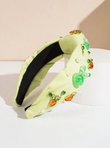 1 Stück europäisch und amerikanisch modischer handgefertigter Haarreif mit hoher Krone, Dekor aus Glasperlen und Kunstperlen als Hase für Ostern Haaraccessoire Haarreif