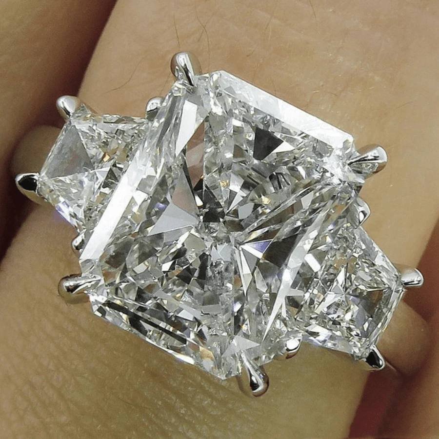 奢华女士时尚结婚戒指配饰，方形白色合成方晶锆石戒指，适合订婚、女朋友、母亲节、生日派对、情人节和圣诞节礼物、妈妈、母亲、母亲节、礼物 - 戒指 - 查看 1