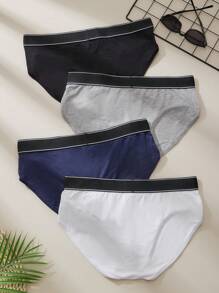 4Pcs Men's Triangle Briefs Boxer Stylish Letter Waistband Stretch Selected Material Soft Daily Sleep Boxer Men's Briefs - Multicolor - View 2