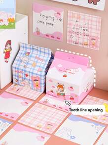 200 Sheets Milk Carton Design Memo Notes Paper, Multi-Pattern Sticky Notes, Adhesive Stationery Paper