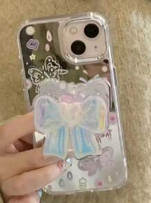 1 pieza Soporte colorido de cojín de aire con diseño de mariposa, soporte de escritorio ajustable y único para teléfono, diseño plegable, adecuado para niñas