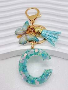 1 pieza Llavero de resina con letra inicial, llavero de coche para ella, dije para bolso y monedero, colorido y lindo, etiqueta con alfabeto como regalo para niñas, recuerdo, accesorios de coche, dije para bolso, accesorios escolares, gótico, Y2K, cordones de identificación con soporte