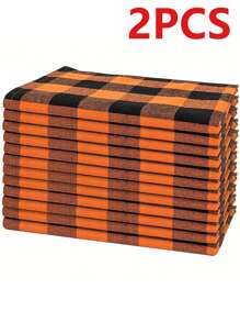 2/6/12 piezas Servilletas de poliéster a cuadros modernos de Halloween y Navidad, adecuadas para restaurante, cocina, cafetería, fiesta festiva, decoración de mesa de comedor, decoración del hogar diaria