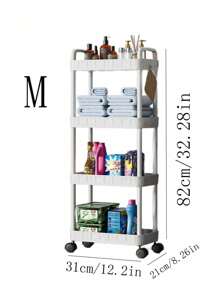 1pc Bathroom/Kitchen Trolley Storage Rack, Multi-Layer Movable Floor Organizer, Suitable For Bathroom, Kitchen, Bedroom, Living Room, Nursery