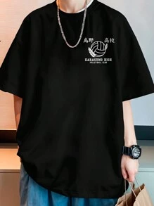 Shirt Oversized T-Shirt Streetwear Haikyuu Shoyo Hinata Basketball Series REF 7083 VEST NERD - màu đen - Xem 6