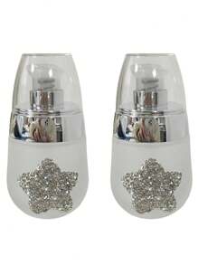 1 Pc 30ml Refillable Lotion Dispenser Bottle, Luxury Rhinestone Design Makeup Foundation Remover Lotion Cream Travel Portable Glass Jar