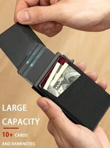 1 Stück personalisierte kundenspezifische schwarze Aluminium-Legierungs-Pop-up-Brieftasche, RFID-Schutz, kundenspezifische Namensgravur, automatischer Pop-up-Kreditkartenhalter, einfacher Visitenkartenhalter, geeignet als Geschenk zum Valentinstag, Vatertag, Thanksgiving, Weihnachten für Freund, Vater, Freund