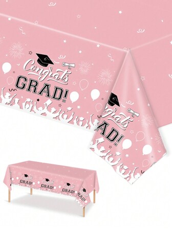 Juego de 3 manteles desechables, de 137 * 274 cm / 54 * 108 pulgadas, con patrón temático de graduación, aptos para diversos tipos de fiestas y uso diario (también se pueden colgar como fondo para aumentar el ambiente festivo)