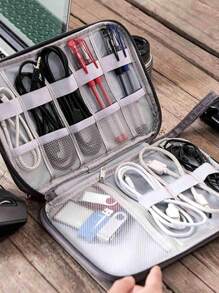 1 件/电子配件收纳袋，通用旅行线整理袋，可放置手机、数据线、硬币、珠宝、移动电源、鼠标、充电器、数据线、笔盒、硬盘盒、卡夹、收纳袋等分类隔层 - 彩色 - 查看 2