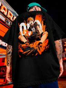 Shirt Oversized T-Shirt Streetwear Haikyuu Shoyo Hinata Basketball Series REF 7083 VEST NERD - màu đen - Xem 5