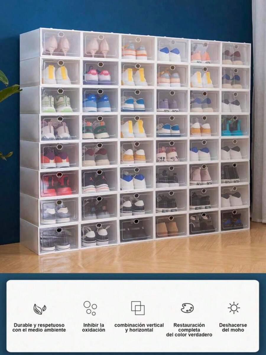 3/ 6 /12 Pzas Zapatera Organizador Armable Apilable Tenis Tacones Botas,3/ 6 /12 Zapatera Organizador Armable Apilable Tenis Tacones Botas,Zapatos tolas las tapas son blancas Apilable de Transparente, Zapatera Organizador a Prueba de Polvo, Zapatero con Solapa Transparente, Caja Zapatera Puede Utilizarse por Separado, Ahorro de Espacio