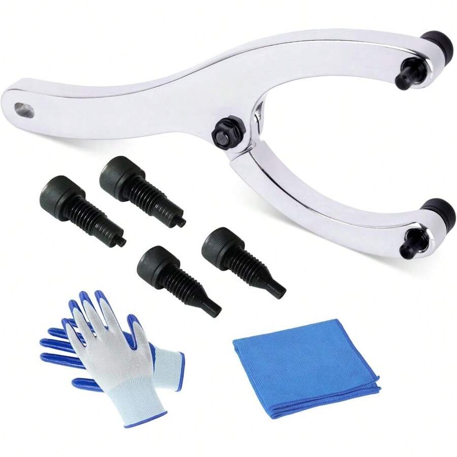 Chromium Plating Color Heavy Gland Nut Wrench With A Handle Equipped With 5/32in 1/4in  5/16in  And 3/8in  Pins Along With Gloves And Towels This Adjustable Spanner Wrench Is Designed For Removing Hydraulic Cylinders