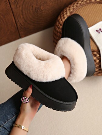 Ladies' Outdoor Sports Snow Boots Ankle Boots Ankle Boots/Ladies' Autumn/Winter Boots/Ladies' Warm Snow Boots/Ladies' Fashionable Christmas Solid Color Cute Daily Match Waterproof Platform Snow Boots/Ladies' Fashion Warm Slippers For Home Use