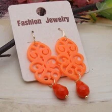 1 对波西米亚风亚克力镂空撞色水晶泪珠耳环，适合女士日常佩戴 - 幾何 - 查看 10