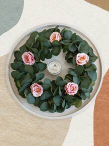 1 件 16 英寸人造桉树叶玫瑰环 | 多功能悬挂植物适用于春季家居装饰、门廊、农舍、户外庭院、节日派对、婚礼装饰、餐桌装饰、餐桌中心装饰、桌藤、蜡烛花环、宴会、约会、派对、婚礼 - 彩色 - 查看 12