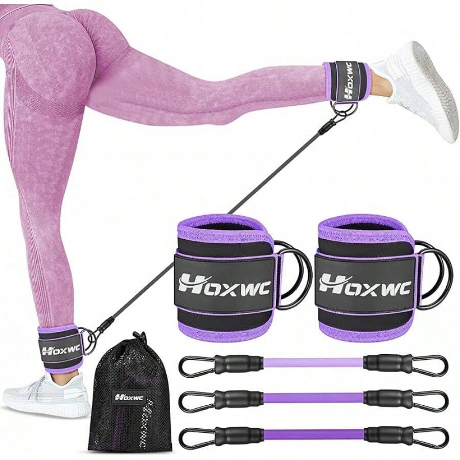 GYHSAnkle Resistance Bands With Cuffs, Ankle Bands Working Out, Ankle Resistance Band Leg, Booty Workout Equipment Kickbacks Fitness Training, Exercise Bands Butt Lift Women - Purple - View 1