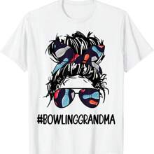 Bowling Grandma Life Messy Bun Hair Gift T-Shirt