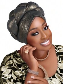 欧非穆斯林编织头巾，纯色女士头巾，适合日常佩戴、婚礼、聚会、特殊场合、母亲节礼物 - A - 查看 17