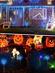 6/4/2/1pcs 12LED Solar Flame Torch Lights, Automatic Switch Flashing Tiki Lights, Waterproof Outdoor Landscape Lighting Suitable For Garden Path Yard Holiday Decoration, Multiple Colors Available - Multicolor - View 7