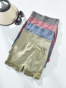 4 Quần đùi tập yoga nâng mông cạp cao thoải mái cho nữ - Màu vàng - Xem 4