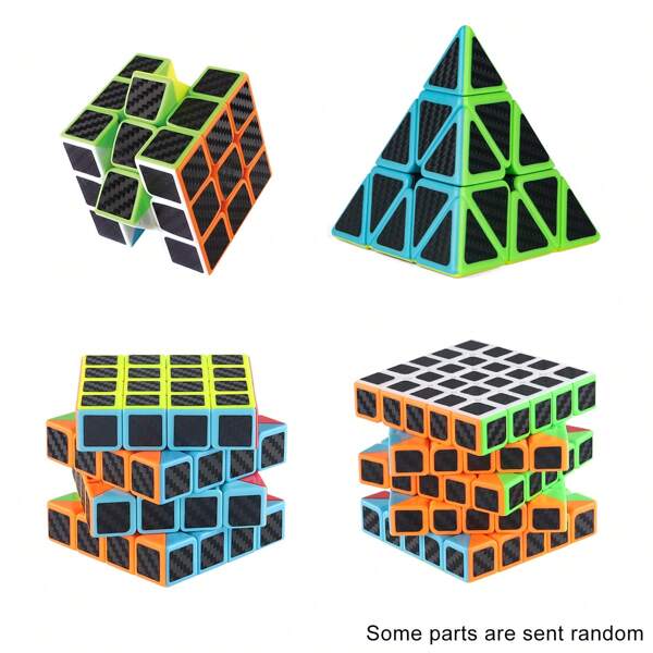 1 pièce Cube magique rapide 3x3 4x4 5x5 Pyramide Cube en fibre de carbone pour l'entraînement de la logique et de la réflexion, jouet éducatif, cubes connexes