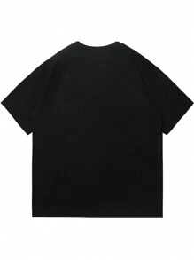180g Pure Cotton Men's Short Sleeve T-Shirts - 黑色 - 查看 2