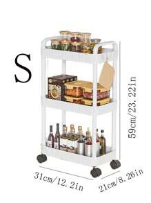 1pc Bathroom/Kitchen Trolley Storage Rack, Multi-Layer Movable Floor Organizer, Suitable For Bathroom, Kitchen, Bedroom, Living Room, Nursery