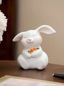 1 pieza Figura de resina con forma de conejo acariciando la cara y abrazando una zanahoria, de estilo simple y lindo, decoración de Pascua, artesanía, apta para hogar, escritorio, oficina, entrada, estantería, sala de estar, hotel, decoración festiva