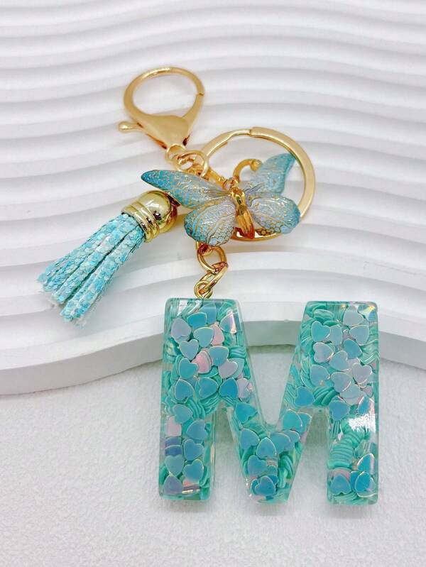 1pc Resin Letter Keychain, Initial Car Keyring Her, Bag Purse Charm Key Ring, Cute Colorful, Alphabet Tag For Girls Gift Souvenir Car Accessories Bag Charm School Goth Y2k Bag Lanyards With Id Holder Car Accessories Bag Charms