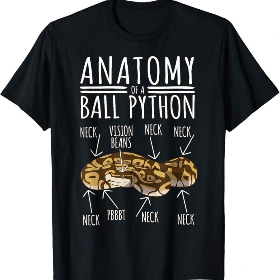 Python Snake Owner - Anatomy Of A Ball Python T-Shirt - Black - View 1