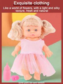 Muñeca realista miniatura de 22cm para niños, muñeca de juego informal con chupete, botella y accesorios de cesta de mano, muñeca de niña realista con ropa desmontable y cabeza giratoria 360°, regalo de cumpleaños/festividad para niñas (cada muñeca viene con 1 botella + 1 chupete, las muñecas con accesorios de cesta de mano no incluyen chupete, solo botella)