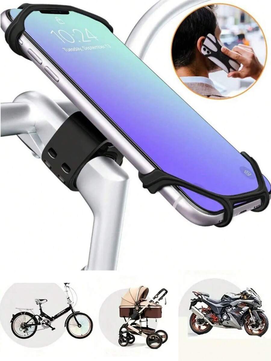 1Set 360 Degree Rotating Bracket Silicone Bracket Silicone Rod Type Suitable For All Mobile Phone Brackets, Shock-Absorbing Soft Silicone Brackets, Suitable For Bicycles, Motorcycles, Carts, Outdoor Sports, Camping, Fitness And Exercise - Multicolor - View 1