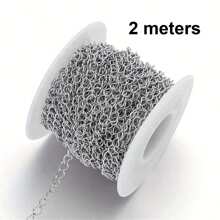 1/3/5/10/100m Silver Stainless Steel Polished Necklace Chain, DIY Jewelry Making Materials - Silver - View 14