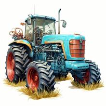 1pc/2pcs/3pcs Labor Day Blue Farm Tractor Heat Transfer Stickers For Men, Suitable For Sweaters, T-Shirts, Pillows, Bags, Shoes, Hats