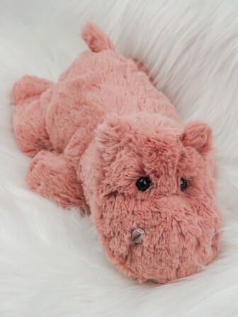 1 pieza Peluche de hipopótamo rosa, almohada de peluche de tacto suave, muñeco de peluche lindo adecuado para niños y adultos, almohada de peluche de animal salvaje esponjoso, decoración de mesita de noche, muñeco de peluche, regalo para amigos y familiares